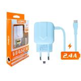 CARREGADOR CELULAR MICRO USB V8 2.4A COM 2 USB  LELONG LE-242V/ LE-241V