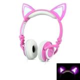 FONE DE OUVIDO HEADPHONE  BRANCO ROSA COM LED ORELHA DE GATINHO EXBOM HF-C22