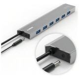 HUB 7 PORTAS  USB 3.2  5GBPS  COM ENTRADA PARA FONTE COMTAC 9452