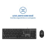 KIT TECLADO E MOUSE MULTILASER CF600 USB 1200DPI TC609 PRETO