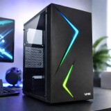 GABINETE GAMER VINIK TWIN EDGE PRETO  LATERAL ACRILICO GGTEACBK