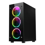 GABINETE GAMER RISE MODE GLASS  MID TOWER LATERAL E FRENTE DE VIDRO RM-CA-06X-FB