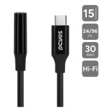 CABO ADAPTADOR FONE DE OUVIDO USB TIPO C PARA P3 FEMEA PRETO 15CM P3UCP-15P