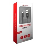 CABO C3 TECH USB X TIPO C 2A 2M PRETO CB-C21BK