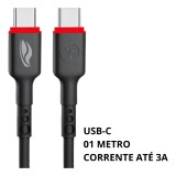 CABO DADOS USB TIPO C X USB TIPO C PRETO C3TECH CB-P100BK 1 M