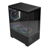 GABINETE GAMER RISE MODE PRISMA GLASS 01 MID TOWER LATERAL E FRENTE DE VIDRO SEM FANS PRETO RM-CA-PRS-01-FB