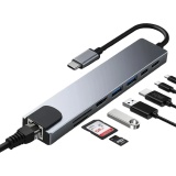 CONVERSOR HUB USB TIPO C RJ45 HDMI 3 USB 3.0  LEITOR DE CARTAO 8 EM 1