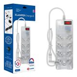 CLAMPER FILTRO DE LINHA 8 TOMADAS  DPS 3P TRANSPARENTE