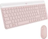 KIT TECLADO E MOUSE USB SEM FIO LOGITECH MK470 COMBO SLIM ROSE