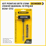 KIT FERRRAMENTAS PONTAS BITS  COM CHAVE MANUAL  12 PÇS  BOM-3112