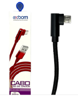 CABO DADOS MICRO USB V8 1 METRO EXBOM  90 GRAUS