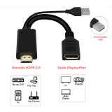 ADAPTADOR CONVERSOR HDMI MACHO X DISPLAY PORT FEMEA COM ALIMENTACAO PARA MONITOR DISPLAYPORT