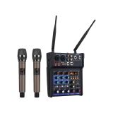 MESA DE SOM ANALOGICA LELONG 4 CANAIS LE-713 ACOMPANHA 2 MICROFONES SEM FIO BASTÃO DE MÃO