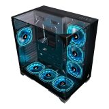 GABINETE GAMER RISE MODE GALAXY FULL GLASS MID TOWER VIDRO TEMPERADO  S/ FANS - PRETO RM-CA-FGX-B