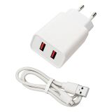 FONTE CARREGADOR V8 COM 2 USB 3.1A LELONG LE-519FV