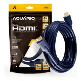 CABO HDMI 5M 2.1  8K - PONTA BANHADA A OURO AQUÁRIO 8K5