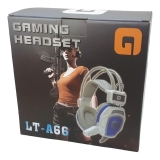 FONE GAMER C MIC HEADSET BRANCO P2 USB COM VIBRA E LED AZUL LT-A66  2 METROS CABO GARANTIA FUNCIONAL 30 DIAS