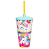 COPO SUCO UNICORNIO  500 ML C/ TAMPA E CANUDO 2848