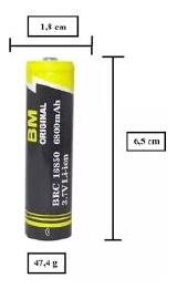 BATERIA RECARREGAVEL  18650 3,7V 6800MAH