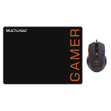 MOUSE GAMER COMBO MOUSE + MOUSE PAD GAMER LARANJA MULTILASER 3200DPI LED MO274