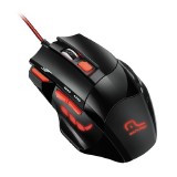 MOUSE USB COM FIO GAMER MULTILASER MO236 7 BOTOES 2400DPI PRETO E VERMELHO