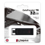 PEN DRIVE 32GB KINGSTON DATATRAVELER 70 PRETO TYPE-C