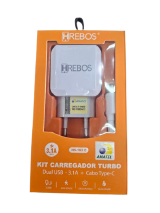 KIT CARREGADOR TIPO C TURBO 3.1A  HREBOS HS-163C