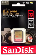 CARTAO DE MEMORIA  SD 32GB SANDISK CLASSE 10 EXTREME 100MB/S