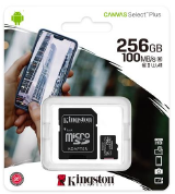 CARTAO DE MEMORIA  MICRO SD 256GB KINGSTON CLASSE 10 100MB/S CANVAS SELECT PLUS