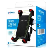 SUPORTE CELULAR PARA MOTO EXBOM COM USB A PROVA D AGUA 5.7